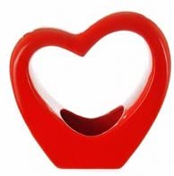 Small Heart Shaped Glossy Porcelain Plant Pot, Vase Or Ornament In Red Or Black