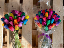 Load image into Gallery viewer, Bouquet of 36 Mixed Bright Colours Wooden Roses - Choose Your Own Colours
