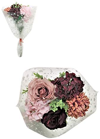 Stunning Artificial Flower Bouquet Hydrangea and Rose Grape Purple Dusky Pink Everlasting Gift