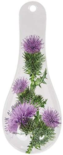 Thistle Floral Design White Purple Green Melamine Spoon Rest Kitchen Dining Tableware