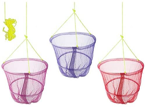 Crab Drop Nets with Spring Loaded Bait Holder Large 30cm Netting Trap with  11m of Rope and Plastic Bait Clip for Crabbing No Hooks