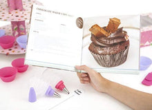 Load image into Gallery viewer, Let&#39;s Get Baking Cupcake Recipe Book Gift Set With Cake Moulds And Piping
