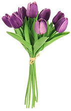 Load image into Gallery viewer, Bunch Of Tulips, 10 Stems Of Real Touch Artificial Hand Tied In A Bouquet With Raffia, Choose From 5 Colours

