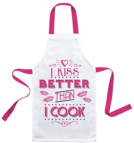 Slogan Kitchen Apron Gift - I Kiss Better Than I Cook