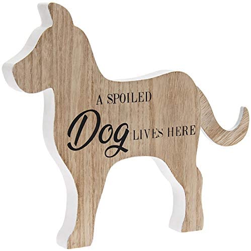 Dog Shaped Wooden Plaque Home Ornament Free Standing Gift With Special Message