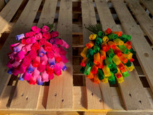 Load image into Gallery viewer, Bouquet of 50 Mixed Bright Colours Wooden Roses - Choose Your Own Colours

