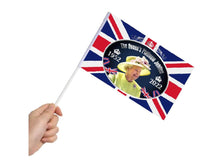 Load image into Gallery viewer, Jubilee Union Jack  Waving Flags 4 Pack of Plastic Flags 12&quot; by 8&quot; 50cm Long
