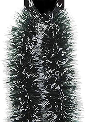 Dark Green Snow Tipped Tinsel Thick Fluffy 3 Metre /118 Inches 6ply Garland