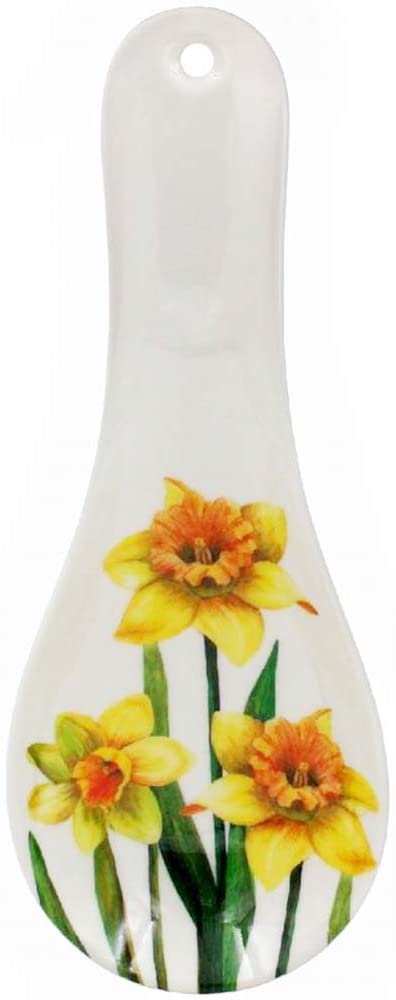 Melamine Spoon Rest Yellow Daffodil Design Kitchen Utensil