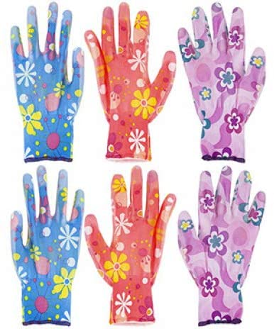 A Pair Of Bright Patterned Gardening Gloves With Extra Grip