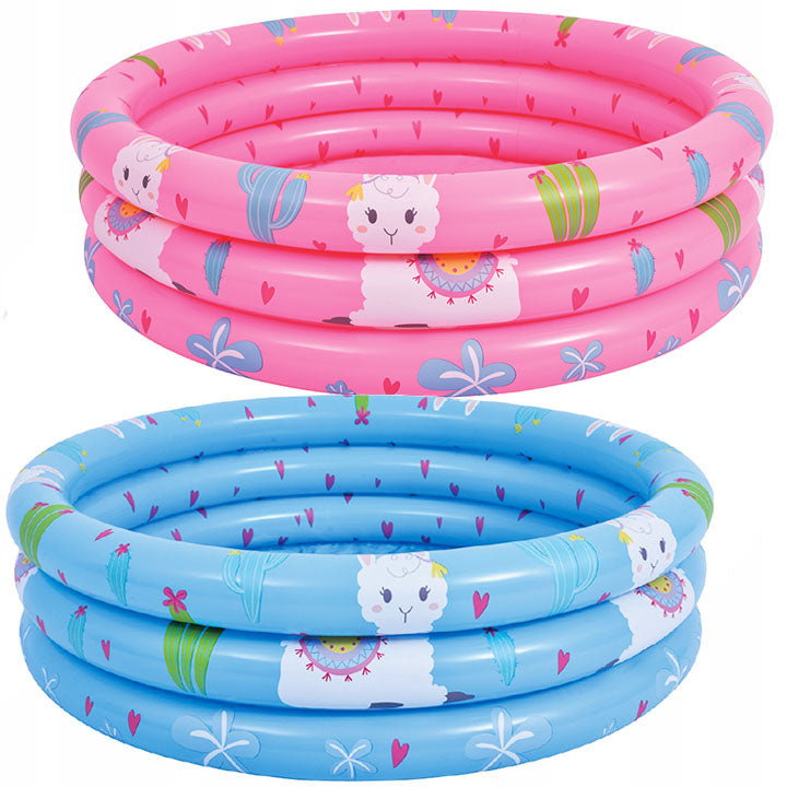 Great Value 39" Round Inflatable Pool Cute Alpaca Paddling Pool Baby Water Splash to Cool Down or Use as Ball Pit 100cm by 30cm in Pink or Blue