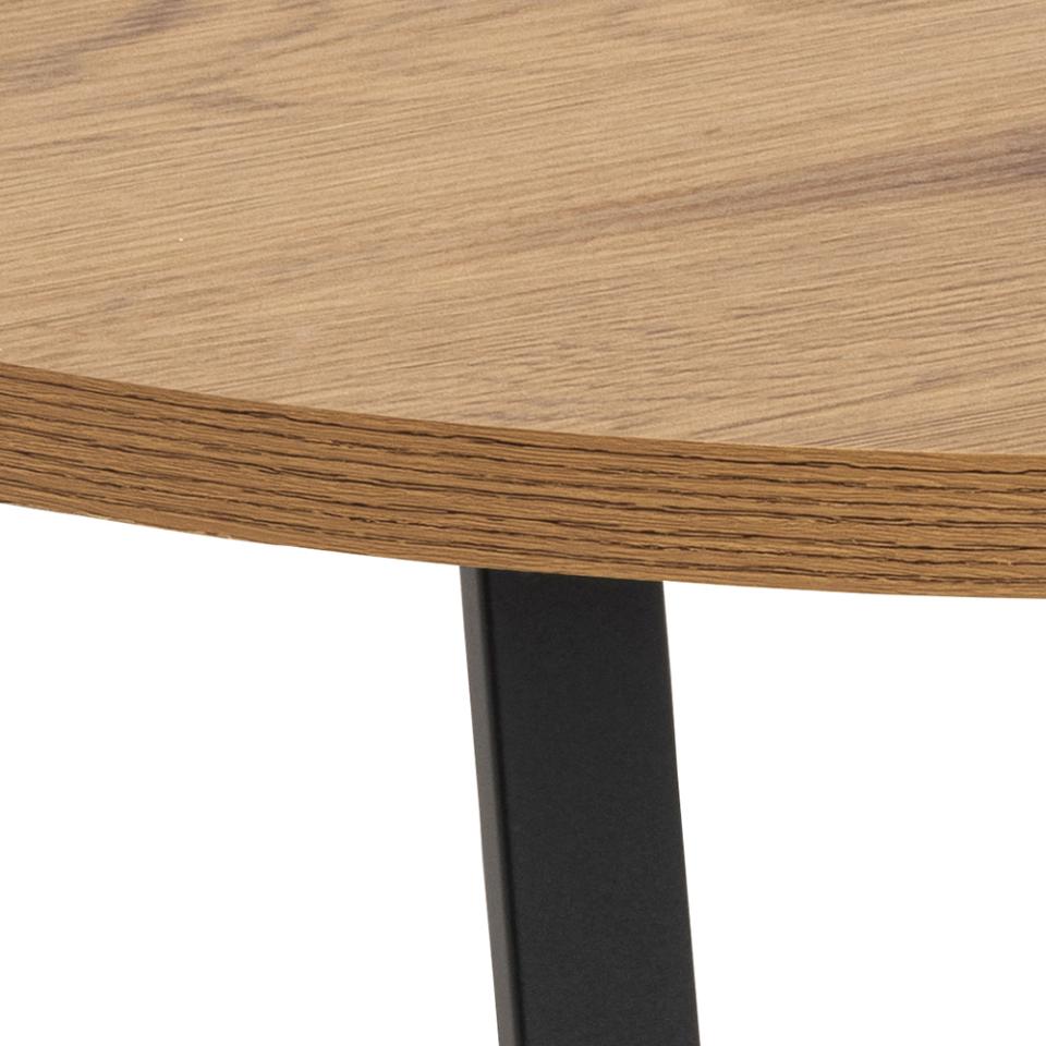 Amble Coffee Table In Brown Oak Melamine Finish And Metal Base 77cm