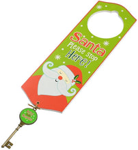 Load image into Gallery viewer, Father Christmas Magical Door Key Novelty Door Hanger with &#39;Santa Please Stop Here&#39; Xmas Decoration
