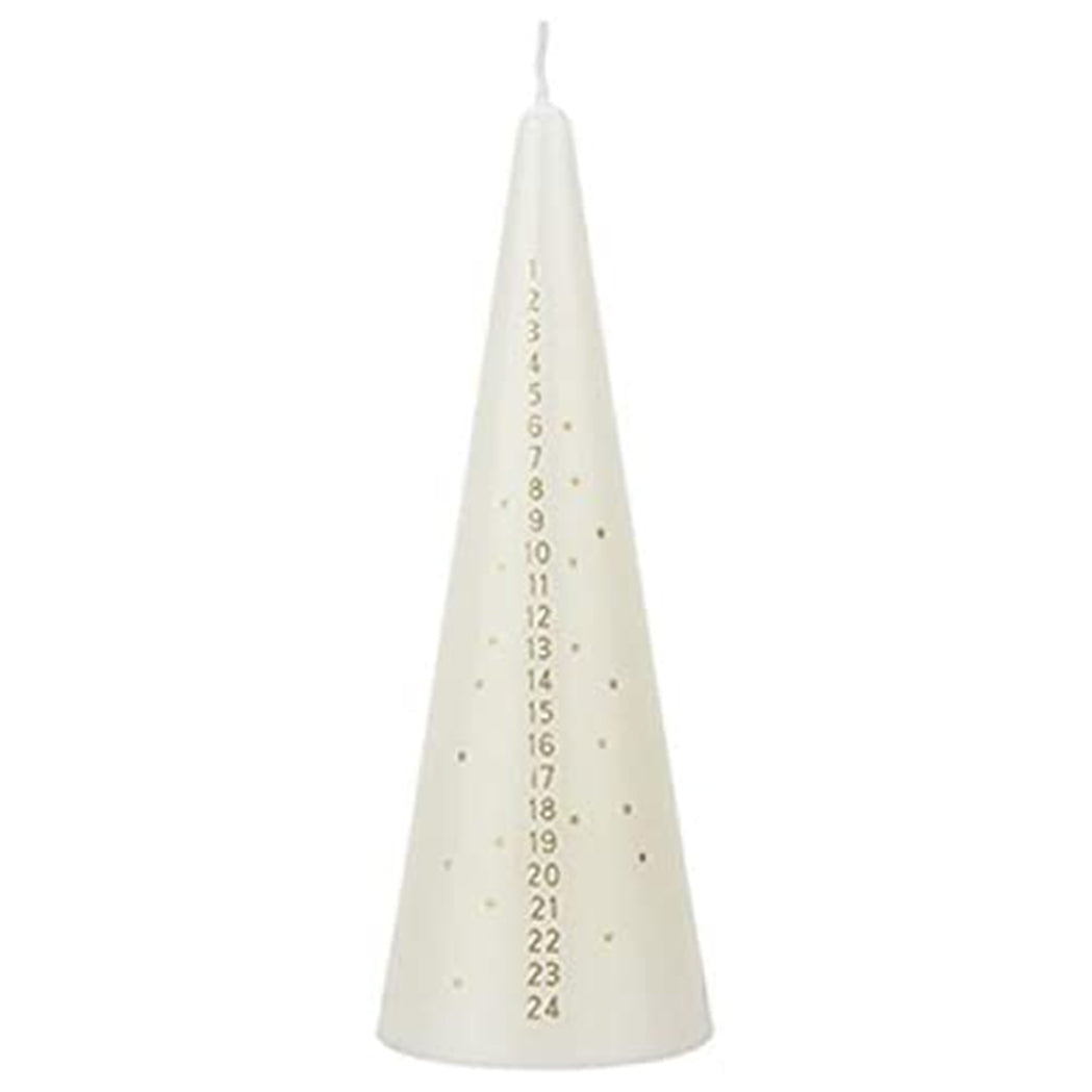Elegant Advent Christmas Countdown Candle, 15cm Cone Shape in Red, Ivory, Or White