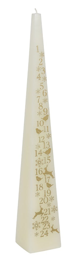 Luxury Advent Countdown Candle in Red, Ivory, Or White, Tall 31.5cm Pyramid Christmas Candle