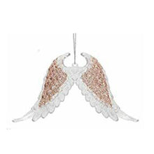 Load image into Gallery viewer, Elegant Angel Wings Christmas Hanging Decoration Sequin Detail Acrylic in Rose Gold, Pale Gold, or Silver
