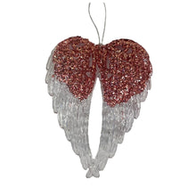 Load image into Gallery viewer, Pretty Angel Wings Sequin Detail, Glass Look Acrylic Hanging Decoration Red, Gold, Blue, Silver, Rose Gold or Blush Pink
