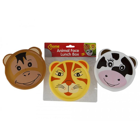 Animal Face Plastic Hard Lunchbox, Small Sandwich Box with Tiger, Monkey, or Cow
