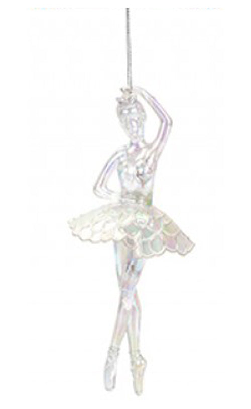 Iridescent Shimmer Elegant Hanging Ballerina Christmas Decoration Large Clear Acrylic Xmas Tree Pendant