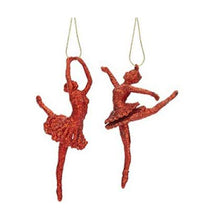 Load image into Gallery viewer, Glitter Ballerinas Hanging Pair of Christmas Tree Decorations in Red, Gold, Blue, Silver, or Rose Gold
