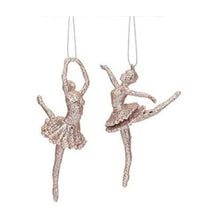 Load image into Gallery viewer, Glitter Ballerinas Hanging Pair of Christmas Tree Decorations in Red, Gold, Blue, Silver, or Rose Gold
