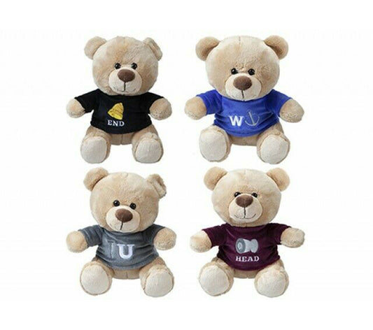 Adult Bad Manners Bear with Rude Slogan T shirt. 25cm Cute Teddy Bear with Naughty Words