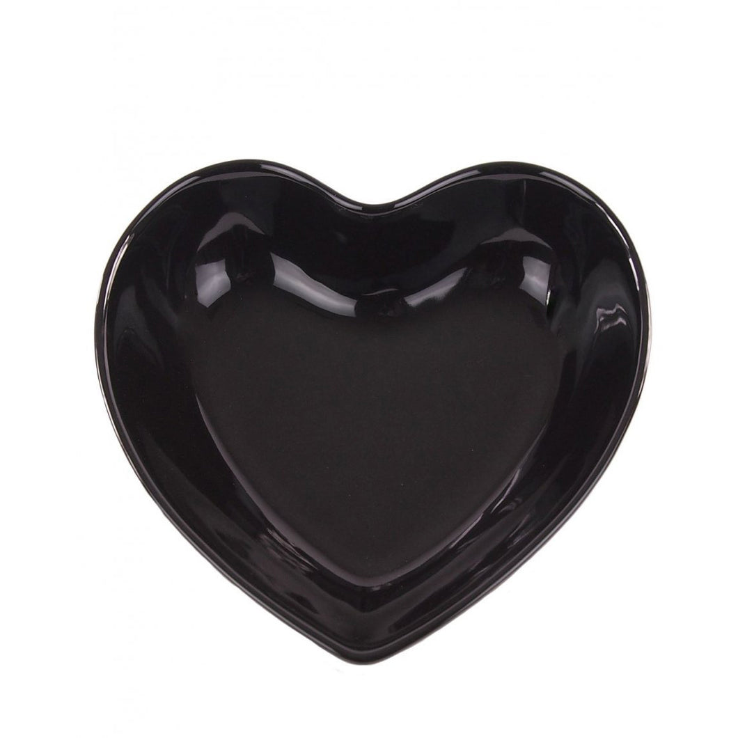 Heart Shaped Ceramic Heart Bowl in Black or Cream Glossy Finish 24x24x6