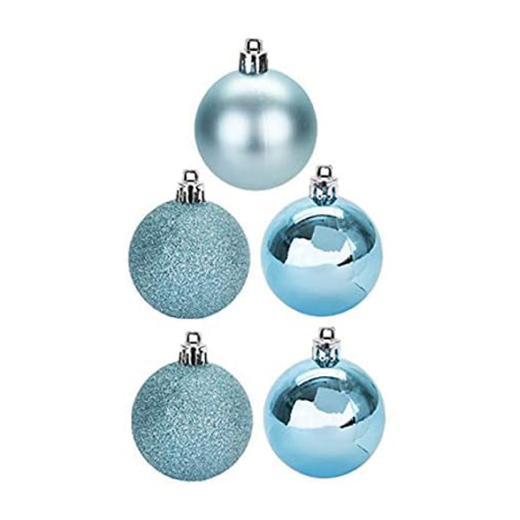 5 Pack of Ice Blue 6cm Round Christmas Tree Baubles