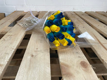 Load image into Gallery viewer, Bouquet Of 24 Mixed Blue and Yellow Wooden Roses - Sunny Skies
