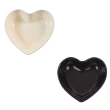 Load image into Gallery viewer, Heart Shaped Ceramic Heart Bowl in Black or Cream Glossy Finish 24x24x6
