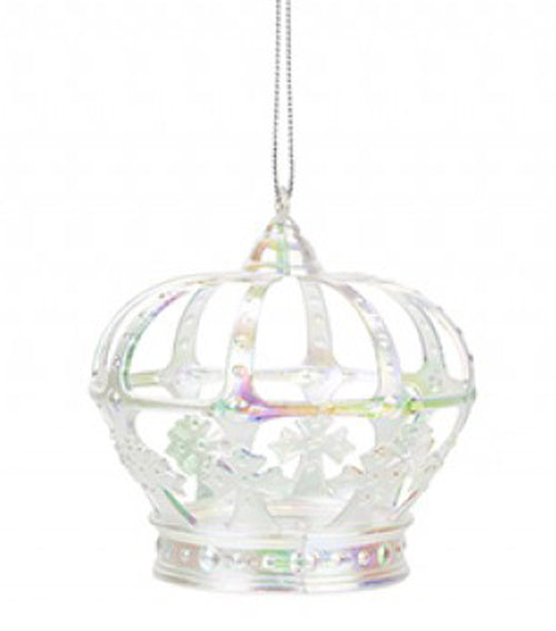 Iridescent Shimmer Crown Hanging Christmas Decoration Magical Fairy Tale Themed Xmas Tree Pendant