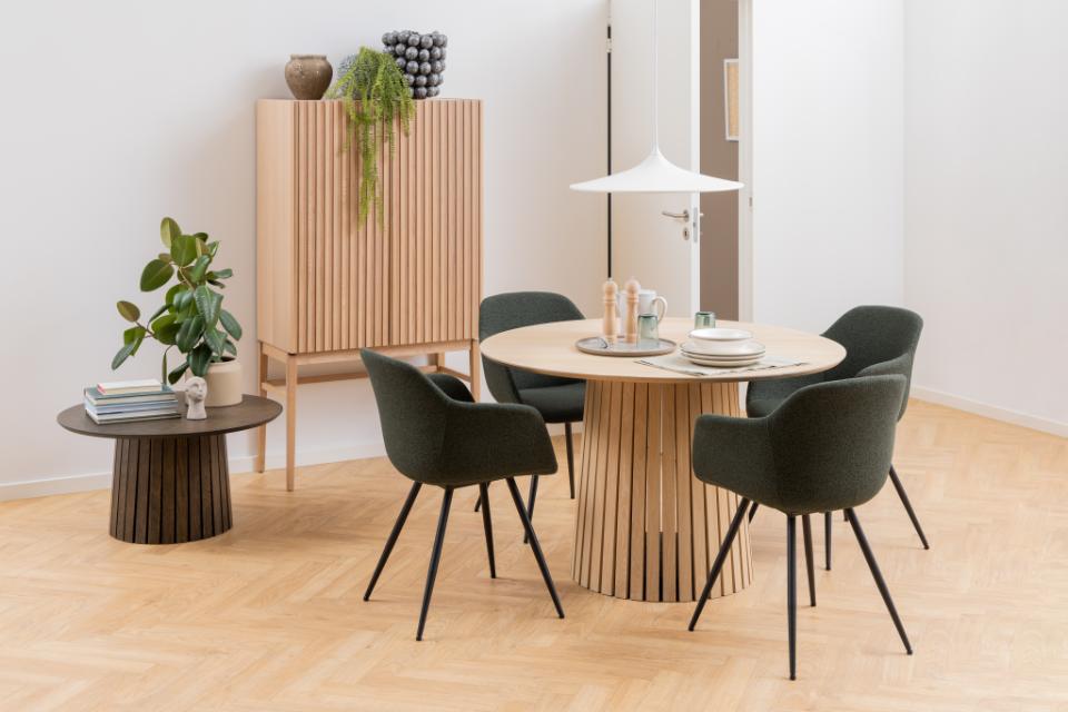 Christo Lamella Round White Oak Dining Table Spacious 120cm Top