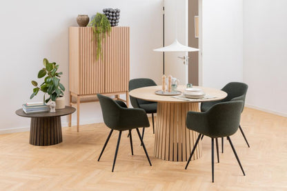 Christo Lamella Round White Oak Dining Table Spacious 120cm Top