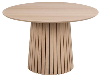 Christo Lamella Round White Oak Dining Table Spacious 120cm Top