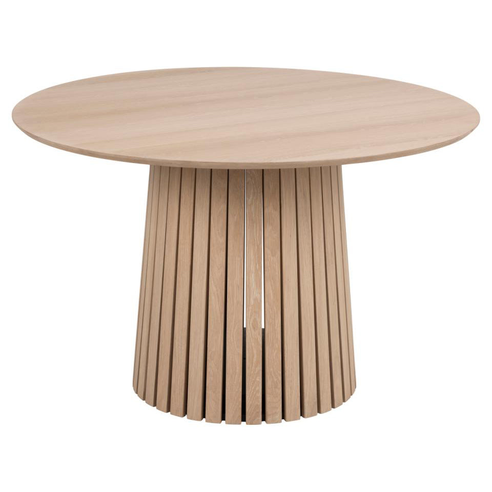 Christo Lamella Round White Oak Dining Table, Spacious 120cm