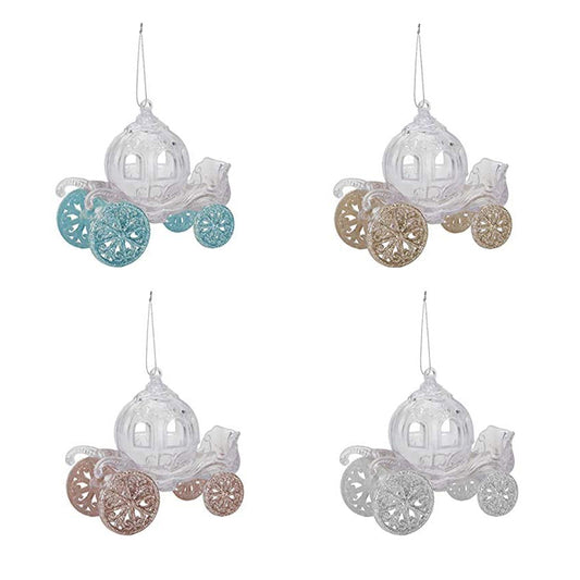 Fairy tale Princess Carriage Hanging Decoration In Blue, Rose gold, Champagne Gold, or Silver