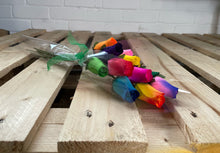 Load image into Gallery viewer, Bouquet of 12 Mixed Colour Wooden Rose Bud Stems
