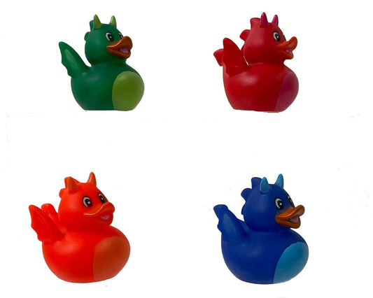 Dragon Ducks, Set of 4 Bright Fiery Dragon Rubber Ducks. 'Dragon Ducks' from Ducks in Disguise