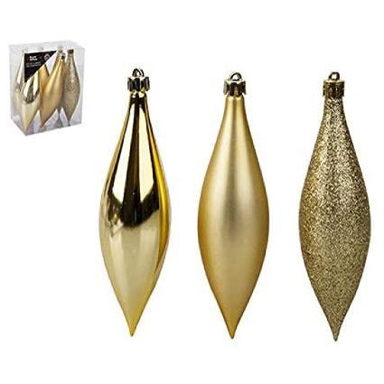 Pack of 6 Matt Shiny and Glittery Drop 15cm Baubles, Choose Red, Silver, Gold, or Rose gold