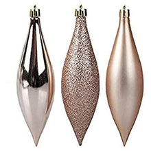 Load image into Gallery viewer, Pack of 6 Matt Shiny and Glittery Drop 15cm Baubles, Choose Red, Silver, Gold, or Rose gold
