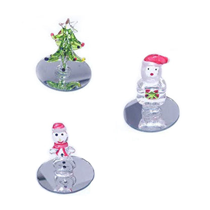 Ornamental Glass Santa, Tree Or Snowman On A Mirror Base - Christmas Decorations Or Gifts