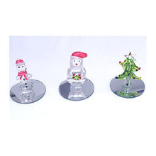 Load image into Gallery viewer, Ornamental Glass Santa, Tree Or Snowman On A Mirror Base - Christmas Decorations Or Gifts
