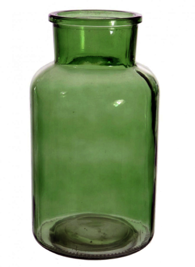 Large Green Glass Funnel Neck Vase