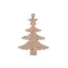 Load image into Gallery viewer, Glitter Rose Gold Hanging Christmas Decorations or Craft or Present Toppers: Trees, Bells, Reindeer, Snowflakes
