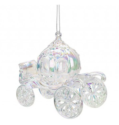 Iridescent Shimmer Fairytale Princess Carriage Hanging Christmas Decoration Magical Fairy Tale Themed Xmas Tree Pendant
