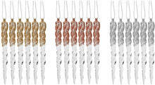 Load image into Gallery viewer, Glittery Icicle Decoration Set of 6 Hanging Clear Christmas Tree Décor in Rose Gold, Pale Gold, or Silver
