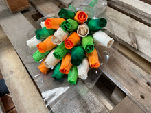 Load image into Gallery viewer, Bouquet Of 24 Orange, Cream, and Green Wooden Roses - Irish Tricolour

