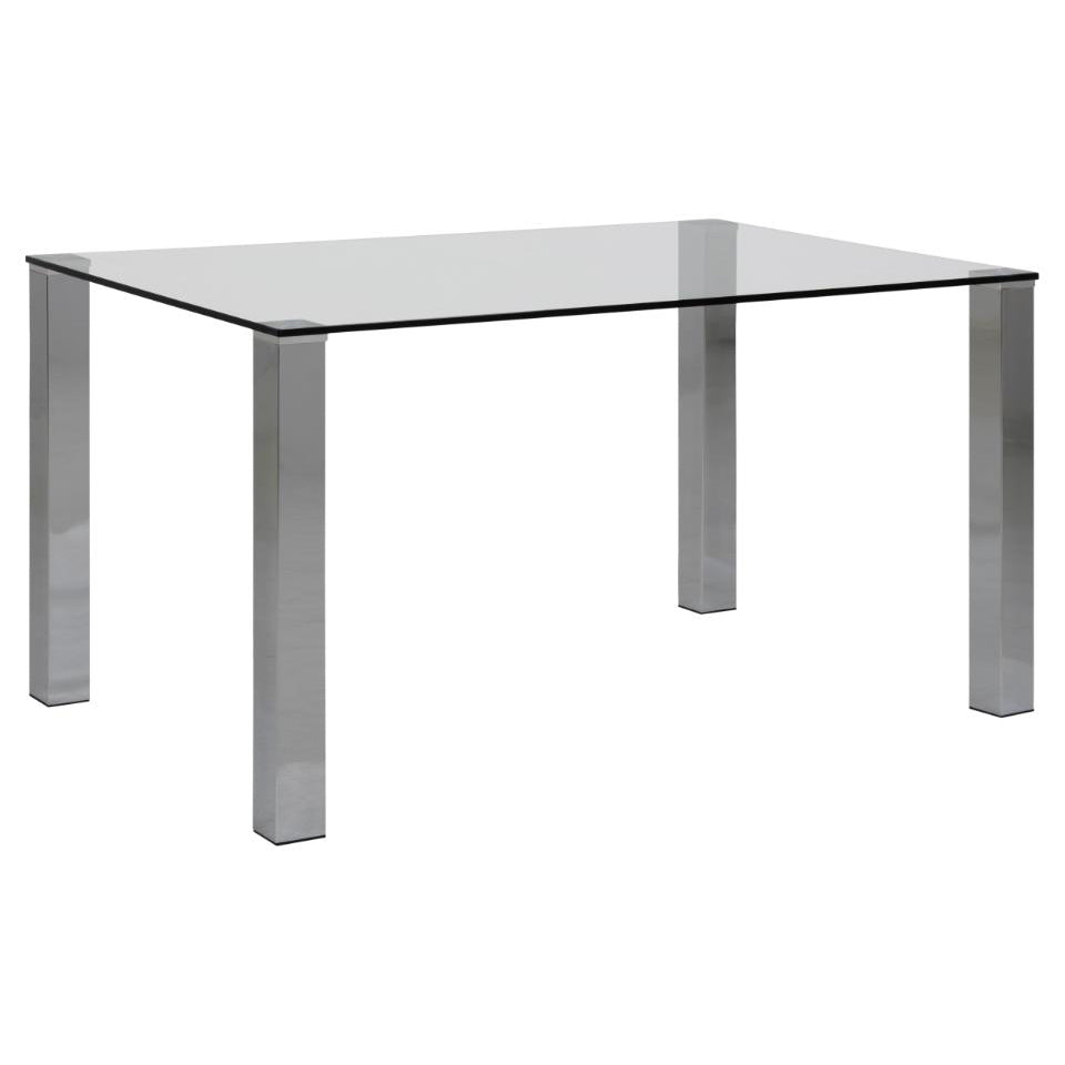 Kante Glass Top Dining Table With Stylish Chrome Legs 180cm