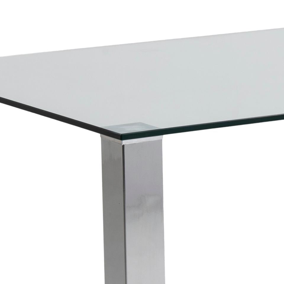 Kante Glass Top Dining Table With Stylish Chrome Legs 180cm