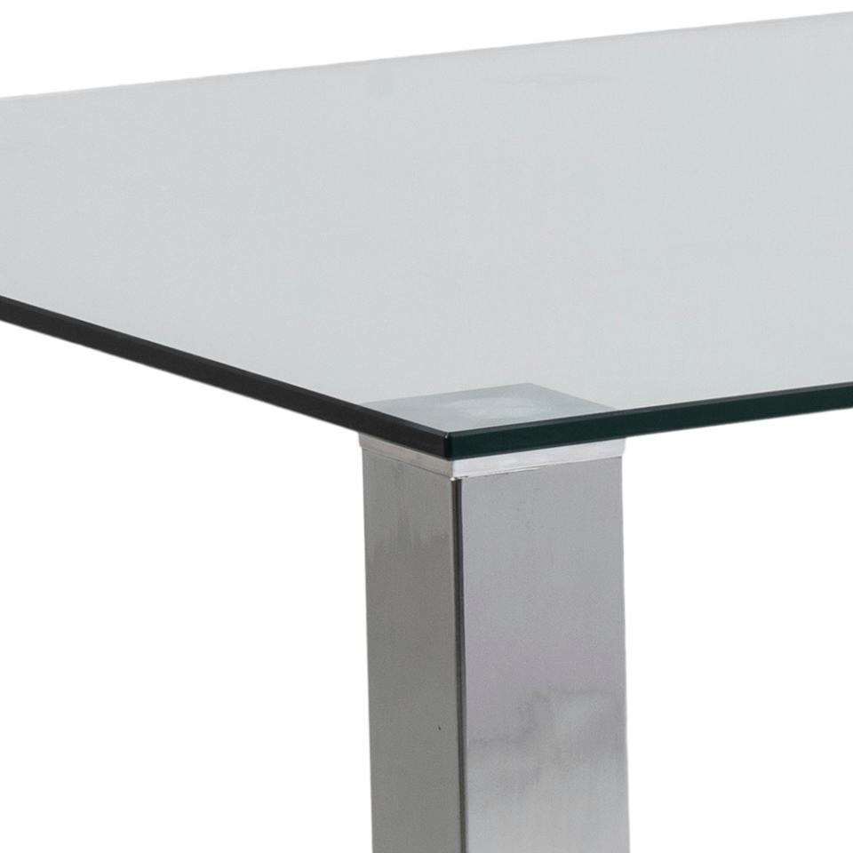 Kante Glass Top Dining Table With Stylish Chrome Legs 180cm
